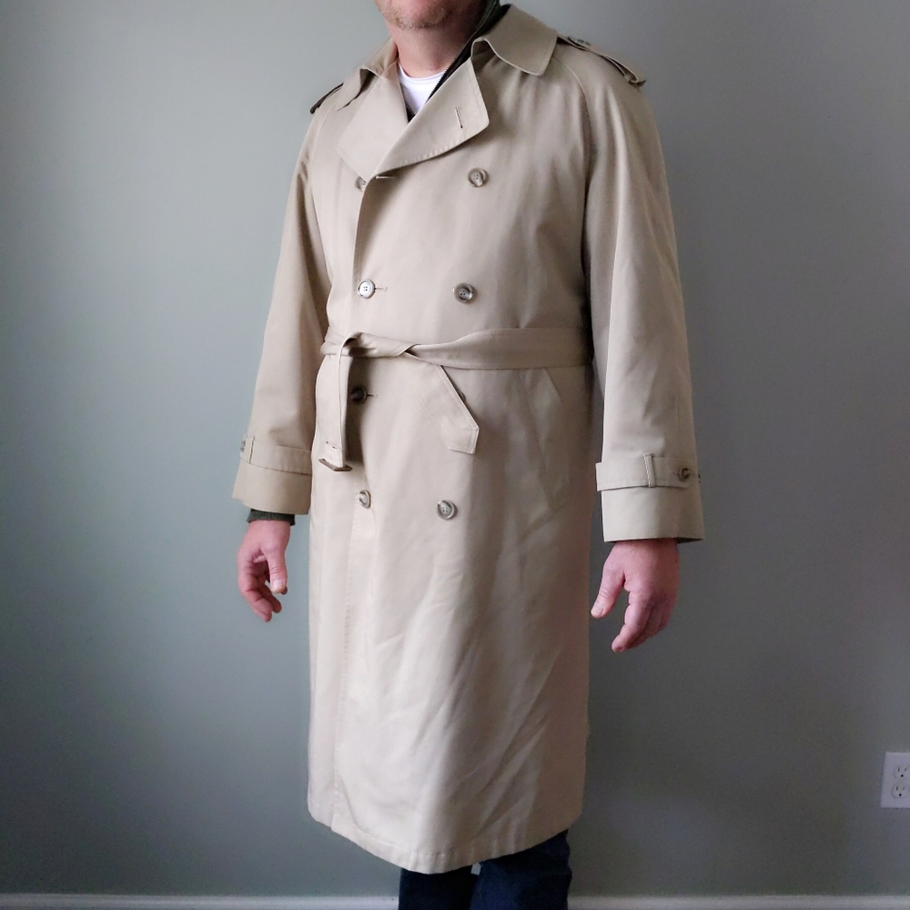 Vintage Christian Dior Classic Tan Lined Trench Coat 40R M L